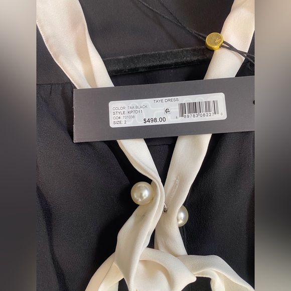 NWT Kobi Halperin Black with White Accents Sheer Taye Dress - Picture 2 of 4